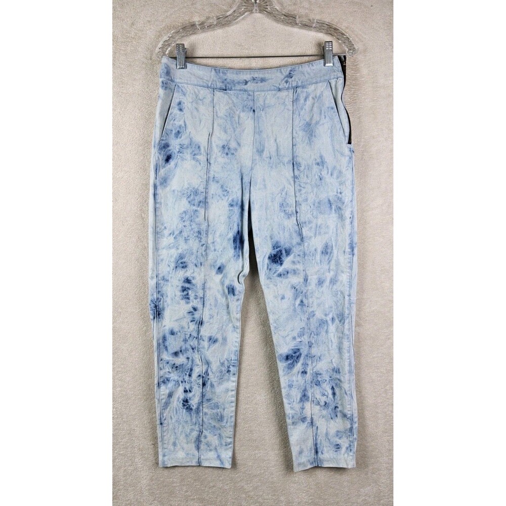 Victor Alfaro Women's Acid Washed Front Pleat Denim Jeans Pants Size 6